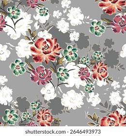 Abstract flower blooming design. Pattern with floral seamless. Grunge textured abstract art vector  with flower and plants in watercolor style.
