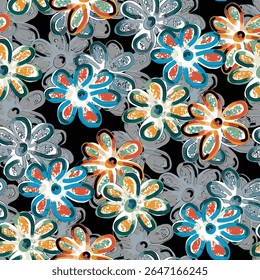 Abstract flower blooming design. Pattern with floral seamless. Grunge textured abstract art vector  with flower and plants in watercolor style.
