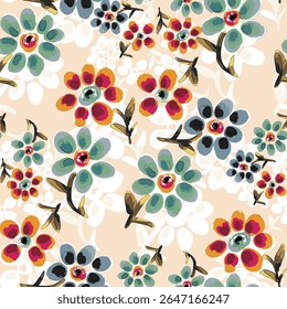 Abstract flower blooming design. Pattern with floral seamless. Grunge textured abstract art vector  with flower and plants in watercolor style.
