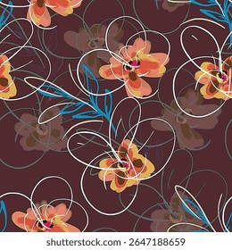 Abstrato flor desabrochando design. Padrão com floral sem emenda. Grunge vetor de arte abstrata texturizado com flor e plantas em estilo aquarela.
