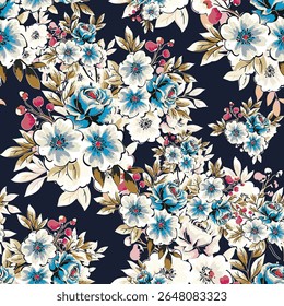 Abstract flower blooming design. Pattern with floral seamless. Grunge textured abstract art vector  with flower and plants in watercolor style.