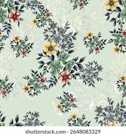 Abstract flower blooming design. Pattern with floral seamless. Grunge textured abstract art vector  with flower and plants in watercolor style.