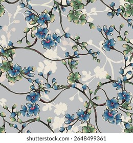 Abstract flower blooming design. Pattern with floral seamless. Grunge textured abstract art vector  with flower and plants in watercolor style.
