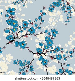 Abstract flower blooming design. Pattern with floral seamless. Grunge textured abstract art vector  with flower and plants in watercolor style.
