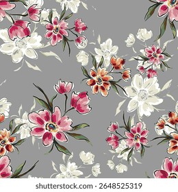 Abstract flower blooming design. Pattern with floral seamless. Grunge textured abstract art vector  with flower and plants in watercolor style.