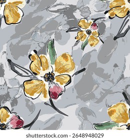 Abstract flower blooming design. Pattern with floral seamless. Grunge textured abstract art vector  with flower and plants in watercolor style.