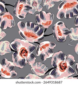 Abstract flower blooming design. Pattern with floral seamless. Grunge textured abstract art vector  with flower and plants in watercolor style.