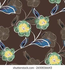 Abstract flower blooming design. Pattern with floral seamless. Grunge textured abstract art vector  with flower and plants in watercolor style.
