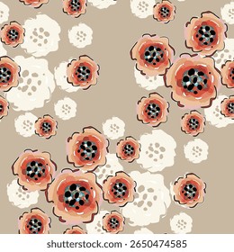 Abstract flower blooming design. Pattern with floral seamless. Grunge textured abstract art vector  with flower and plants in watercolor style.