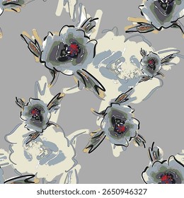 Abstract flower blooming design. Pattern with floral seamless. Grunge textured abstract art vector  with flower and plants in watercolor style.