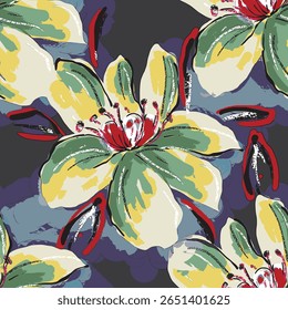 Abstract flower blooming design. Pattern with floral seamless. Grunge textured abstract art vector  with flower and plants in watercolor style.