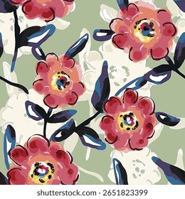 Abstrato flor desabrochando design. Padrão com floral sem emenda. Grunge vetor de arte abstrata texturizado com flor e plantas em estilo aquarela.