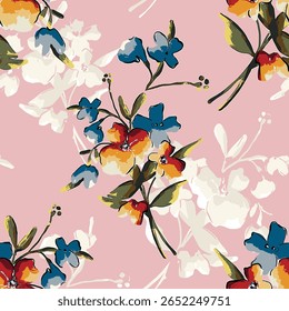 Abstrato flor desabrochando design. Padrão com floral sem emenda. Grunge vetor de arte abstrata texturizado com flor e plantas em estilo aquarela.
