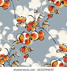 Abstrato flor desabrochando design. Padrão com floral sem emenda. Grunge vetor de arte abstrata texturizado com flor e plantas em estilo aquarela.
