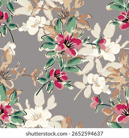 Abstrato flor desabrochando design. Padrão com floral sem emenda. Grunge vetor de arte abstrata texturizado com flor e plantas em estilo aquarela.

