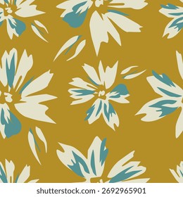 Abstractas diseño de flor en flor. Patrón con floral sin costuras. Vector de arte abstracto con textura grunge con flores y plantas en estilo acuarela.