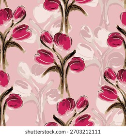 Abstractas diseño de flor en flor. Patrón con floral sin costuras. Vector de arte abstracto con textura grunge con flores y plantas en estilo acuarela.