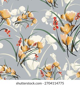 Abstract flower blooming design. Pattern with floral seamless. Grunge textured abstract art vector  with flower and plants in watercolor style.