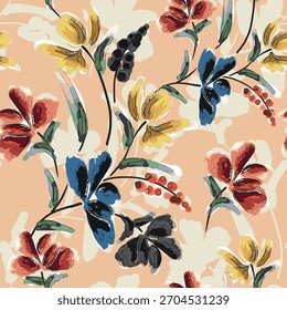 Abstrato flor desabrochando design. Padrão com floral sem emenda. Grunge vetor de arte abstrata texturizado com flor e plantas em estilo aquarela.
