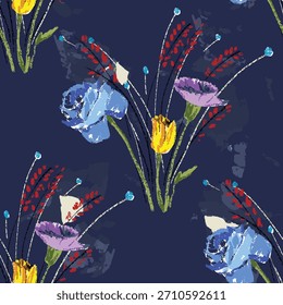 Abstract flower blooming design. Pattern with floral seamless. Grunge textured abstract art vector  with flower and plants in watercolor style.