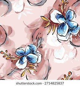 Abstract flower blooming design. Pattern with floral seamless. Grunge textured abstract art vector  with flower and plants in watercolor style.