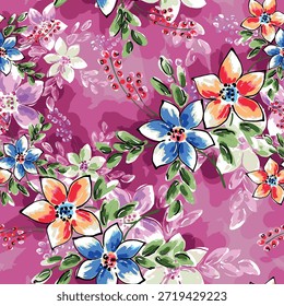 Abstractas diseño de flor en flor. Patrón con floral sin costuras. Vector de arte abstracto con textura grunge con flores y plantas en estilo acuarela.