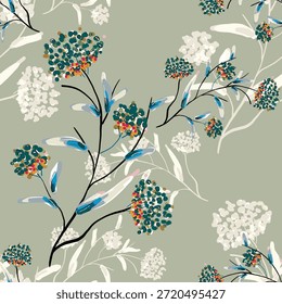 Abstractas diseño de flor en flor. Patrón con floral sin costuras. Vector de arte abstracto con textura grunge con flores y plantas en estilo acuarela.