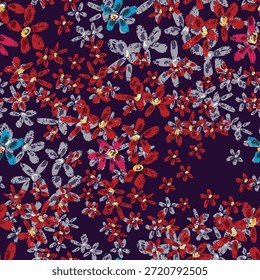 Abstractas diseño de flor en flor. Patrón con floral sin costuras. Vector de arte abstracto con textura grunge con flores y plantas en estilo acuarela.