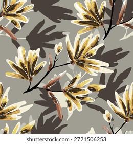 Abstractas diseño de flor en flor. Patrón con floral sin costuras. Vector de arte abstracto con textura grunge con flores y plantas en estilo acuarela.