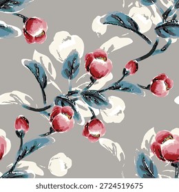 Abstractas diseño de flor en flor. Patrón con floral sin costuras. Vector de arte abstracto con textura grunge con flores y plantas en estilo acuarela.