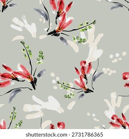 Abstract flower blooming design. Pattern with floral seamless. Grunge textured abstract art vector  with flower and plants in watercolor style.