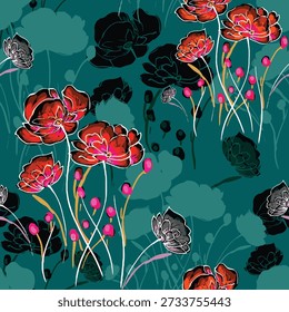 Abstract flower blooming design. Pattern with floral seamless. Grunge textured abstract art vector  with flower and plants in watercolor style.