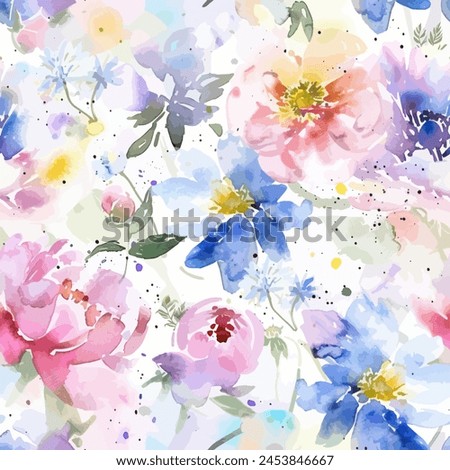 Abstract flower blooming design. Pattern with floral seamless. Grunge textured abstract art vector  with flower and plants in watercolor style.