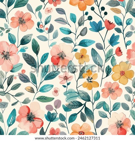Abstract flower blooming design. Pattern with floral seamless. Grunge textured abstract art vector  with flower and plants in watercolor style.