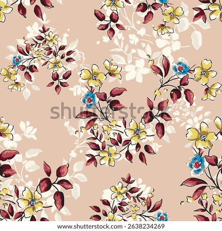 Abstract flower blooming design. Pattern with floral seamless. Grunge textured abstract art vector  with flower and plants in watercolor style.
