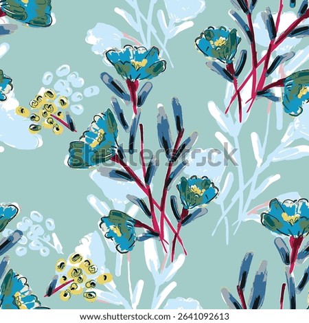 Abstract flower blooming design. Pattern with floral seamless. Grunge textured abstract art vector  with flower and plants in watercolor style.