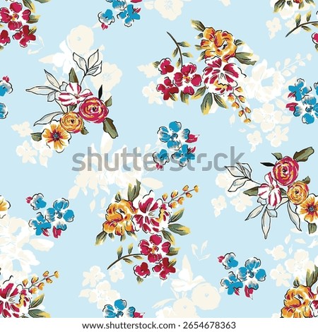 Abstract flower blooming design. Pattern with floral seamless. Grunge textured abstract art vector  with flower and plants in watercolor style.