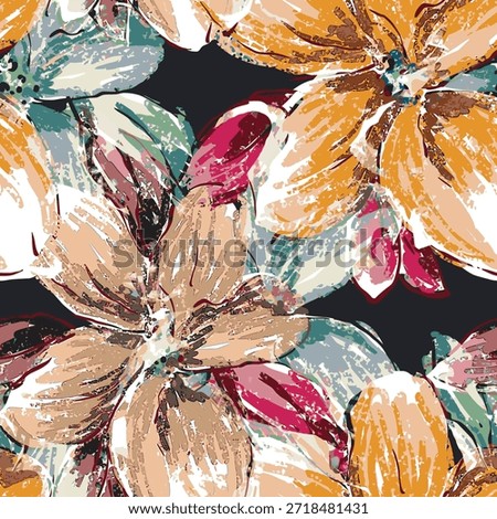 Abstract flower blooming design. Pattern with floral seamless. Grunge textured abstract art vector  with flower and plants in watercolor style.