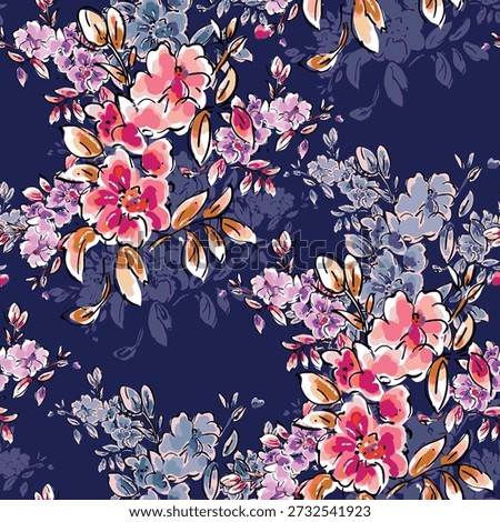 Abstract flower blooming design. Pattern with floral seamless. Grunge textured abstract art vector  with flower and plants in watercolor style.