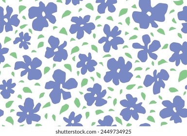 Abstract flower blossom seamless pattern on white background. 