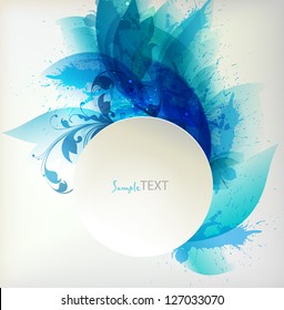 abstract flower with blue blots and place for your text. Vector design