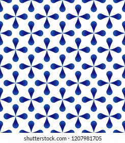 abstract flower blue pattern, cute ceramic seamless background, porcelain modern design vector illustration