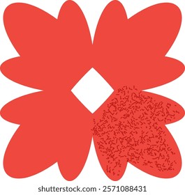 Abstract flower with bold shapes and textures inspired by hand drawn aesthetics. Vector Illustration.