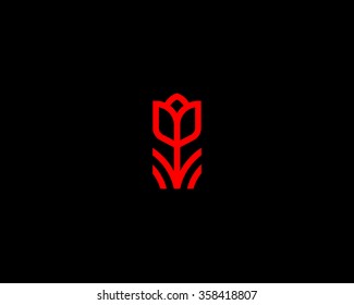 Abstract Flower Book Logo Icon Vector Design. Elegant Tulip Premium Symbol. 