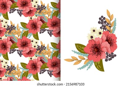 Abstrakter Blumenstrauß mit nahtlosem Muster. Blumenhintergrund