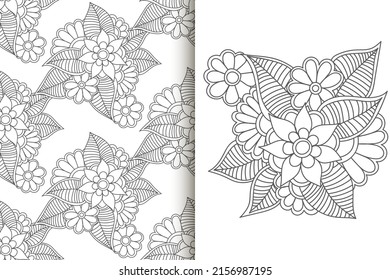Ramo de flores abstracto con un patrón impecable. Conjunto de fondo floral