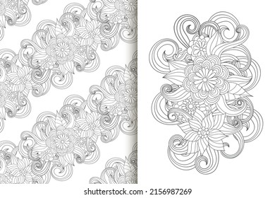 Ramo de flores abstracto con un patrón impecable. Conjunto de fondo floral