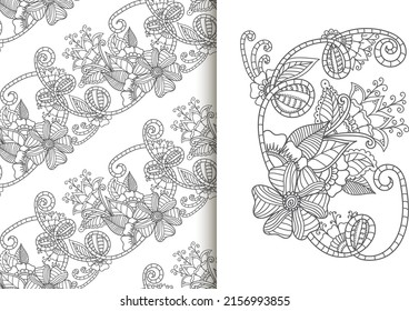 Ramo de flores abstracto con un patrón impecable. Conjunto de fondo floral