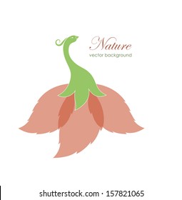 Abstract flower bud as bird. Vector background.