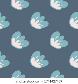 Abstrakte Blume bud nahtloses Muster auf blauem Hintergrund. Doodle blühende endlose Tapete. Dekorative Kulisse für Stoffdesign, Textildruck, Packpapier, Cover. Vektor-Abbildung